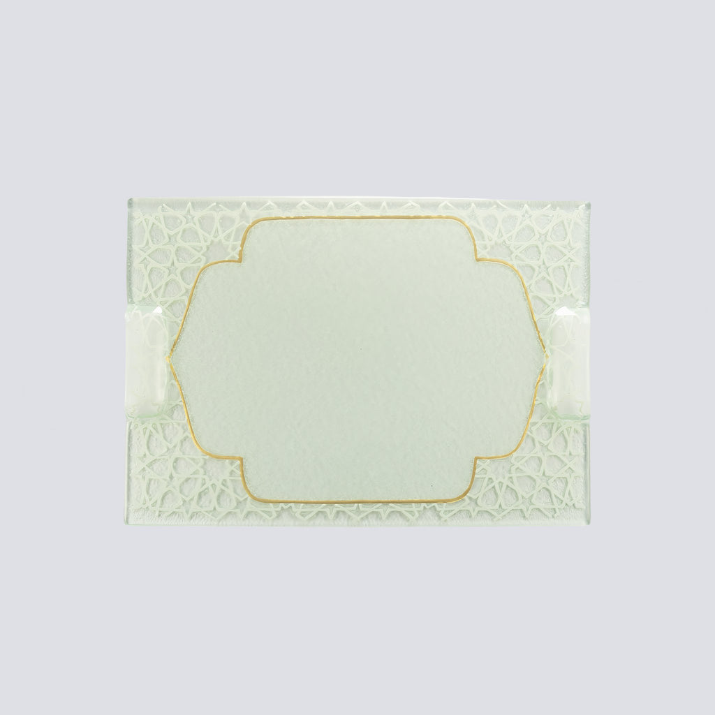 Gouden schotel rechthoek klein 35x23 goud en wit