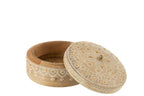 J-Line Doos + Deksel Rond Mango Hout Naturel/Wit Small
