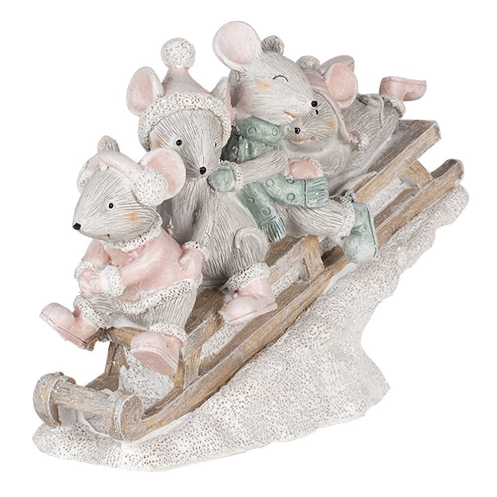 Beeld Muis 15x5x11 cm Grijs Kunststof Muis
