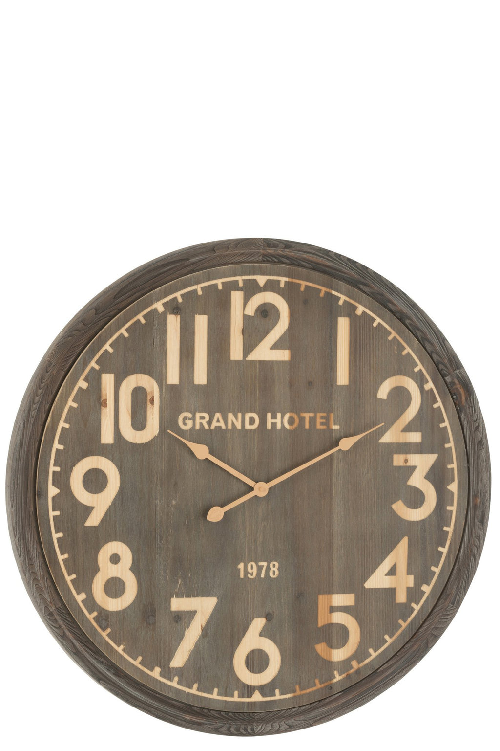 J-Line Wandklok Grand Hotel Mdf Naturel Donker Large