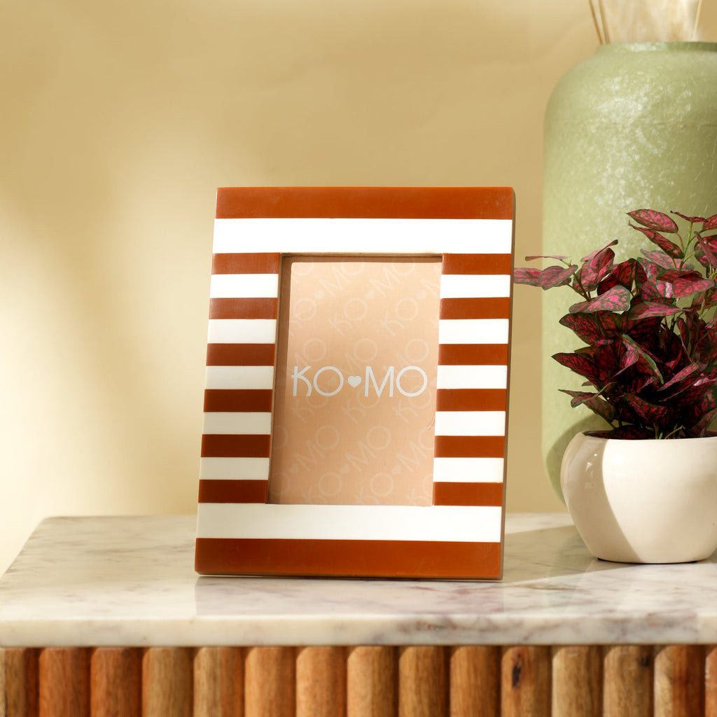 Bruin gestreept hars fotolijst 4 x 6 inch modern MDF-decor