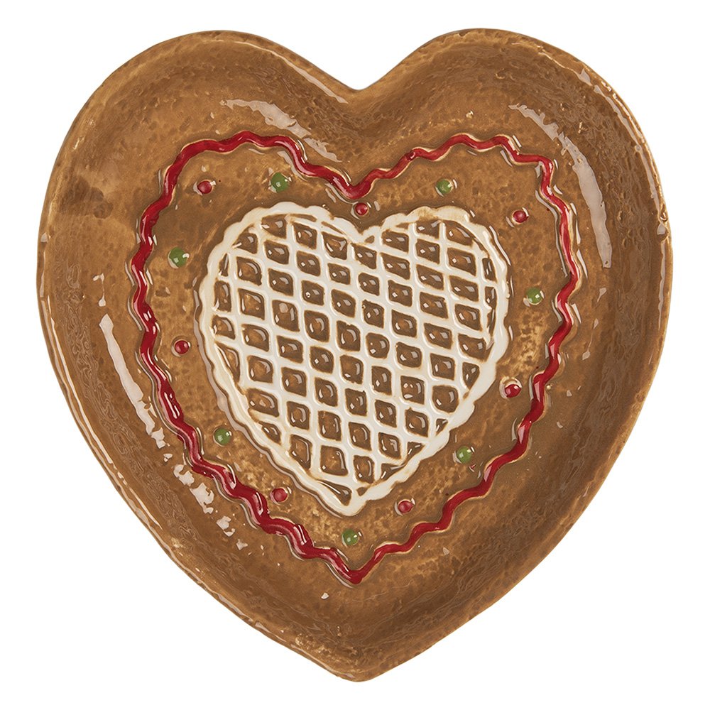 Ontbijtbord Hart 17x17x3 cm Bruin Keramiek