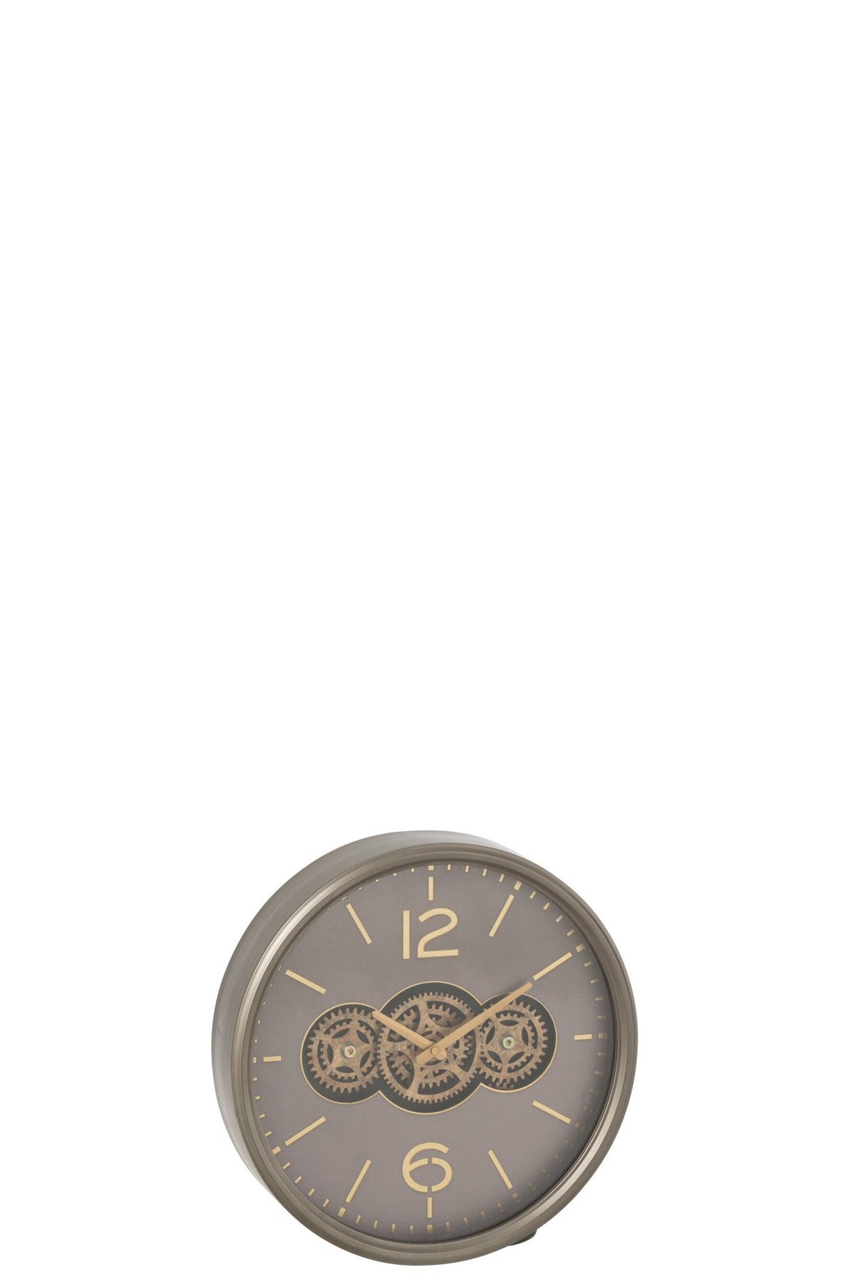 J-Line klok tandwiel mdf - grijs/goud - small - Ø 39 cm