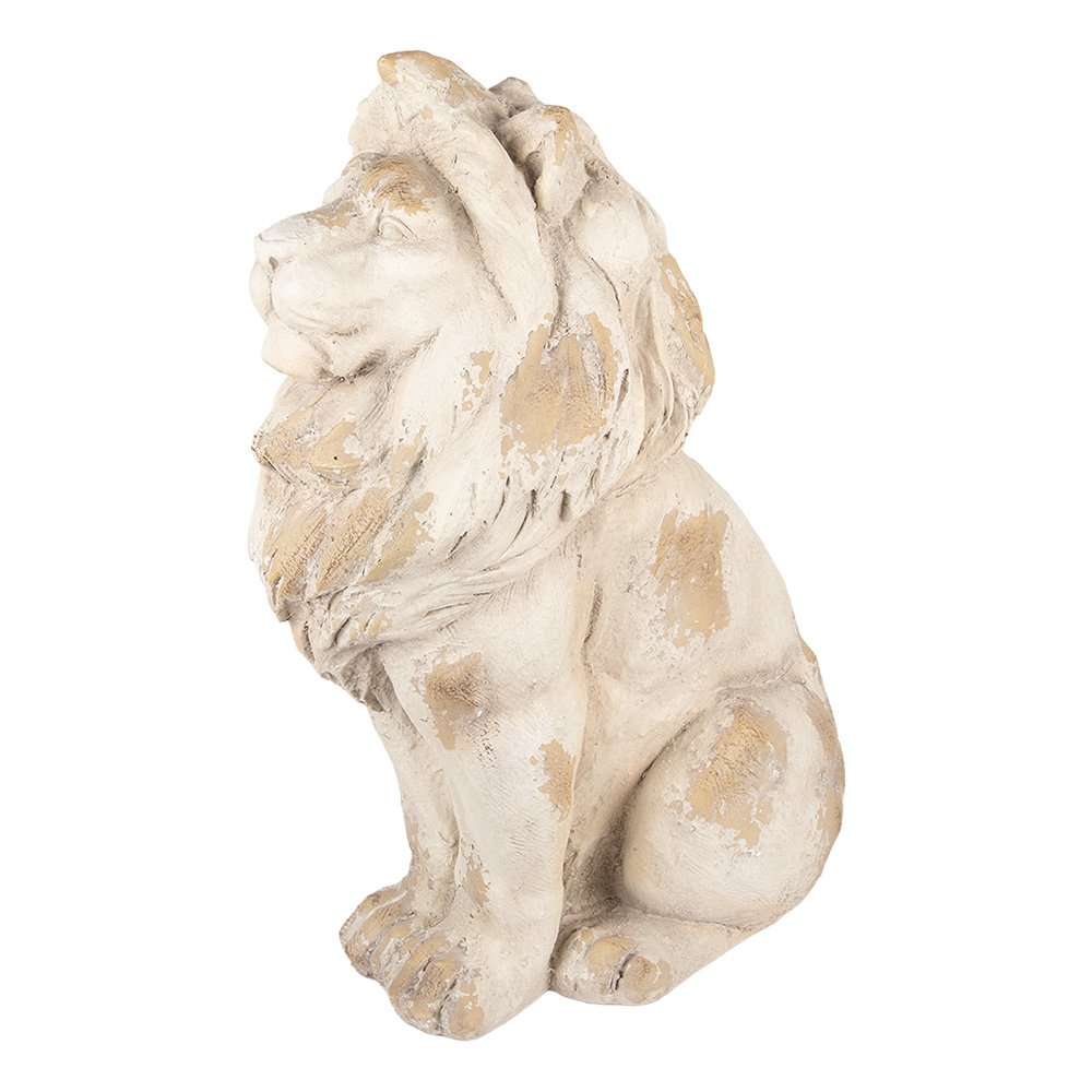 Decoratie Beeld Leeuw 50x30x62 cm Beige Keramiek