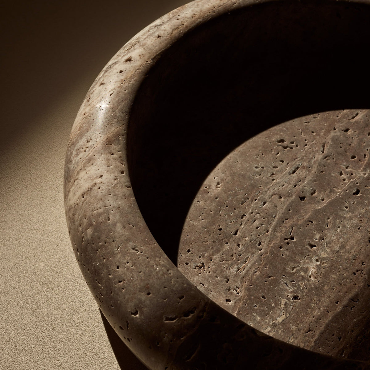 Titanium travertine turban bowl 40cm