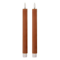 LED Dinerkaarsen set van 2 Ø 2x25 cm Bruin Wax