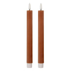 LED Dinerkaarsen set van 2 Ø 2x25 cm Bruin Wax