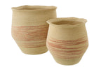 J-Line mand Gestreept - zeegras - naturel/oranje - set van 2