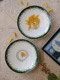 Serveerbord | Fijn China smaragdgroen lint | 8,5 inch D x 2 inch H, set van 2
