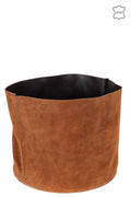 J-Line opbergmand Rond - leder/textiel - cognac