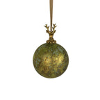 Decoratie bal hert antiek groen 12cm