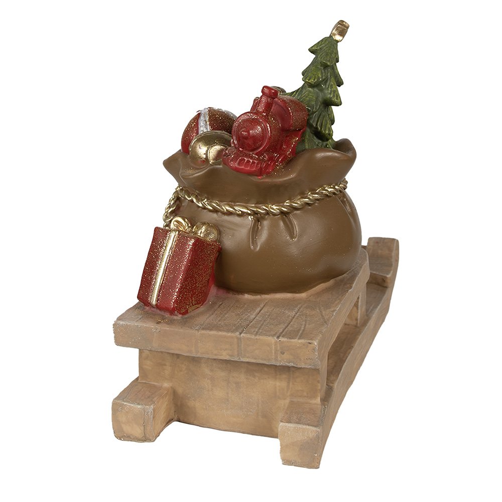 Beeld Slee 38x16x29 cm Bruin Polyresin Kerstdecoratie