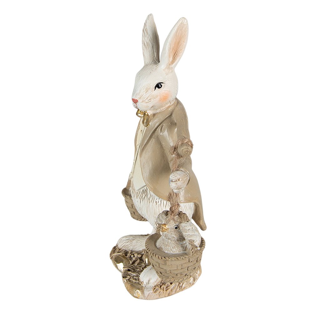 Beeld Konijn 17 cm Beige Bruin Polyresin
