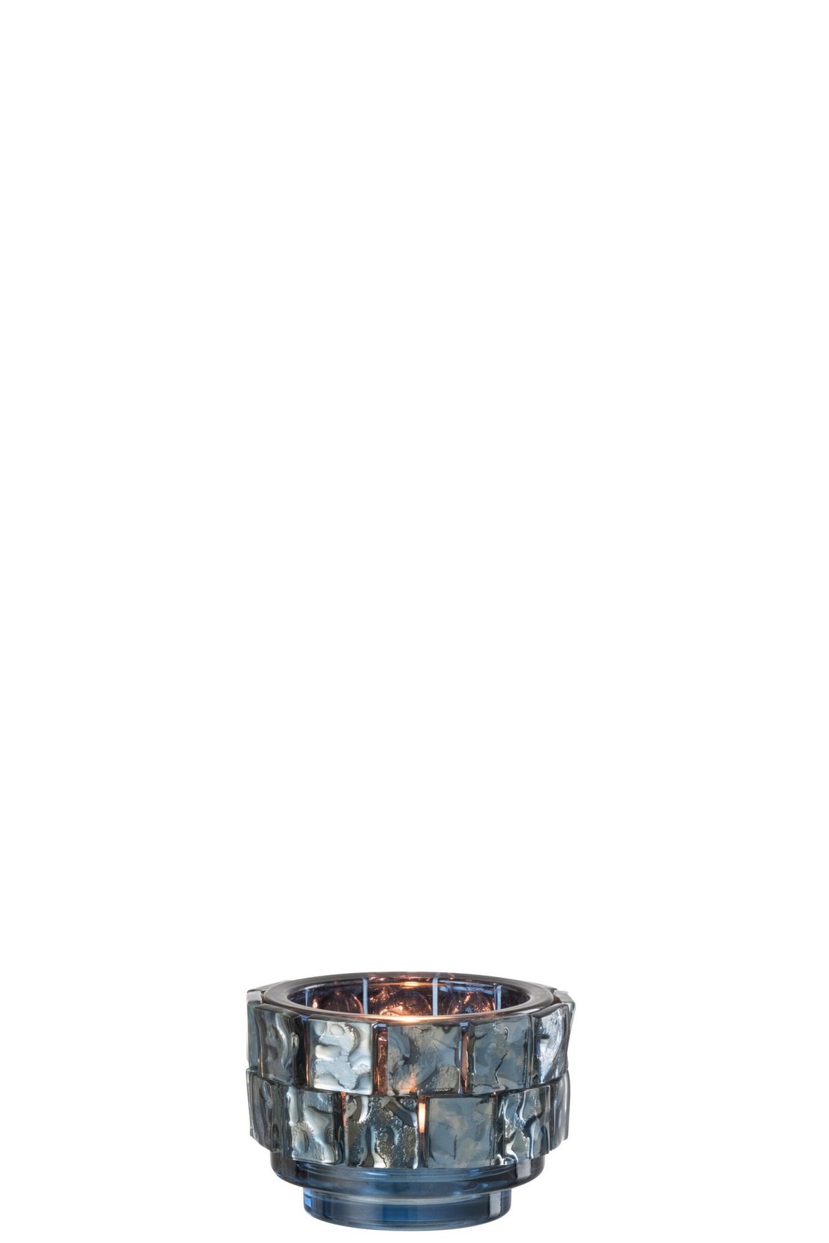 J-Line Theelicht Vierkant Mozaiek Glas Donker Blauw Small