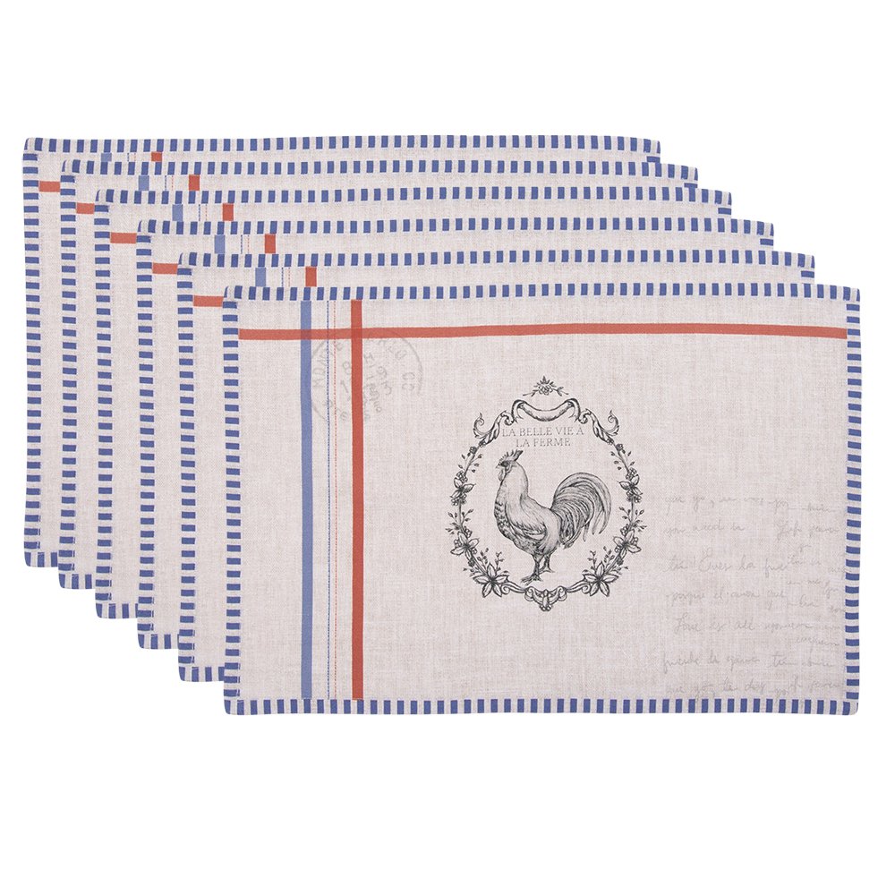 Placemats Set van 6 48x33 cm Beige Katoen Haan Tafelmat