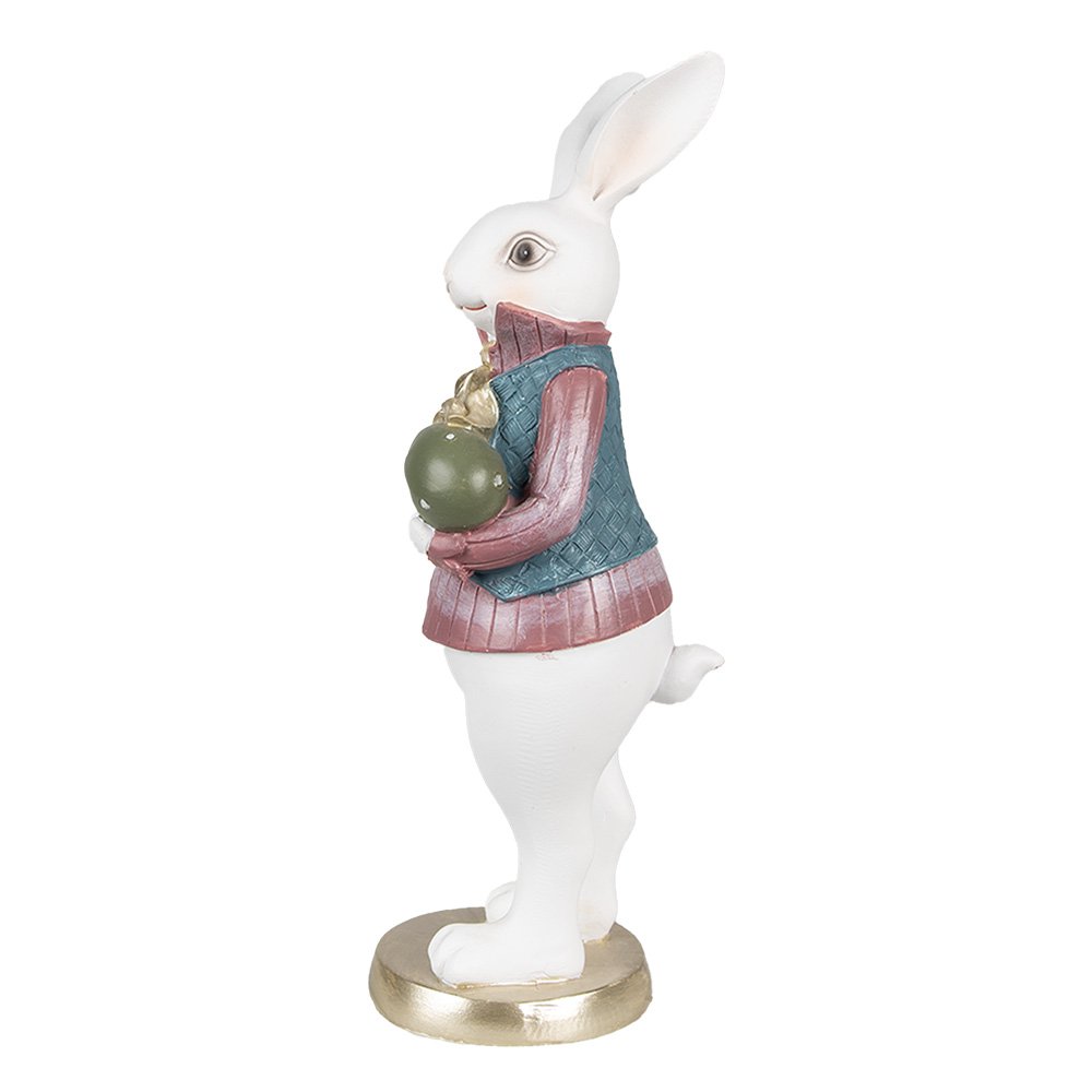 Beeld Konijn 26 cm Wit Polyresin Paasdecoratie