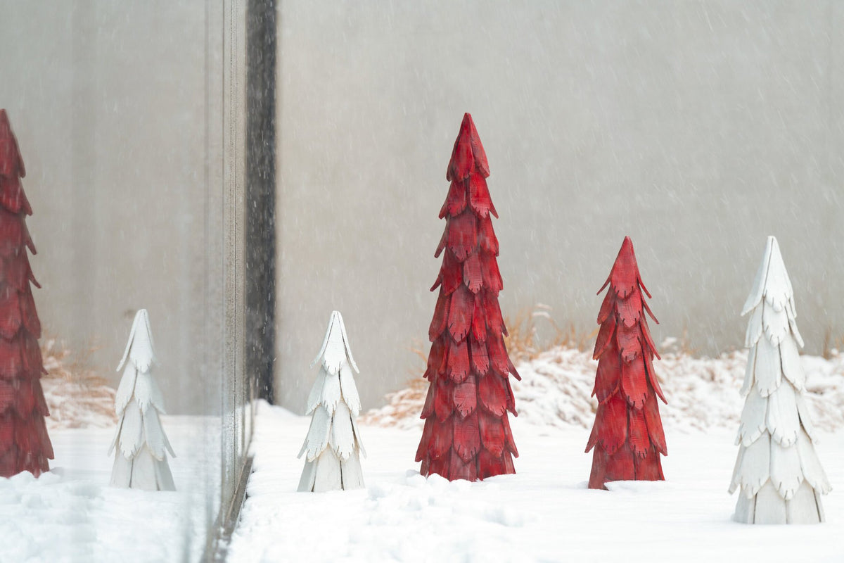 J-Line decoratie Kerstboom Stukken - hout - rood - large