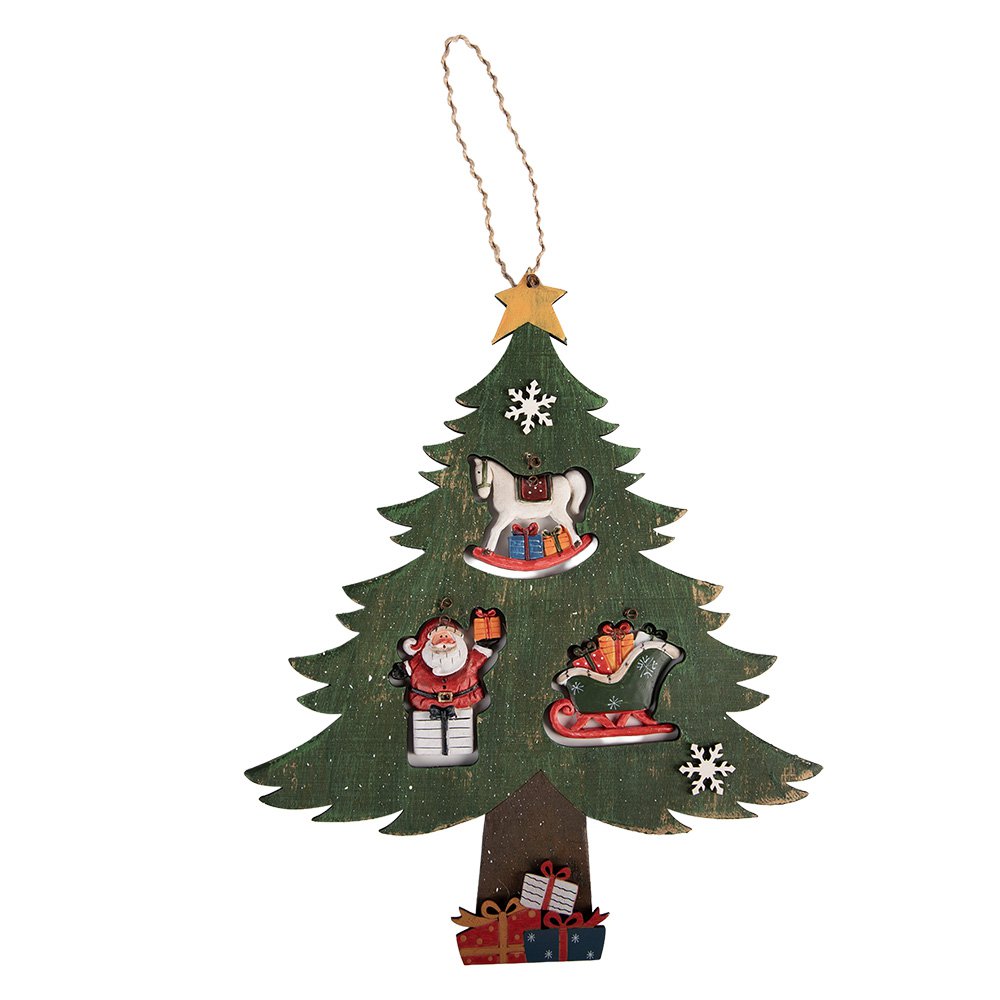 Kerstdecoratie Beeld Kerstboom 32x2x39 cm Groen Hout