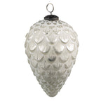 Kerstbal Ø 8 cm Zilverkleurig Wit Glas Kerstdecoratie