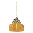Kersthanger Muis 8x8x8 cm Geel Glas