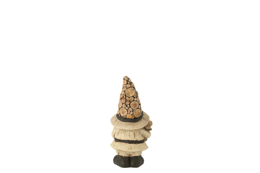 J-Line figuur Kabouter - hout - polyresin - naturel - S