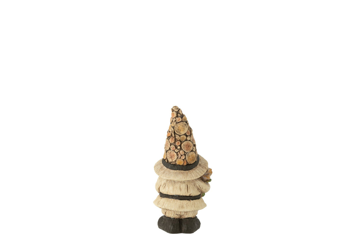 J-Line figuur Kabouter - hout - polyresin - naturel - S