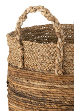 J-Line mand Lucie - jute - naturel - 3 stuks