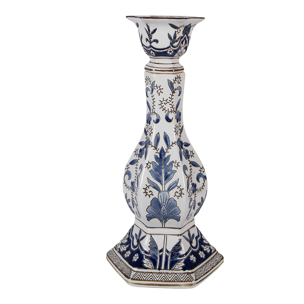 Kandelaar Ø 18x36 cm Wit Blauw Porselein