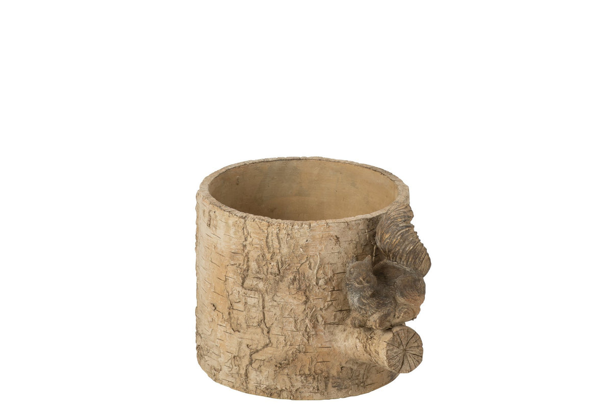 J-Line bloempot Eekhoorn - cement - beige/bruin - small