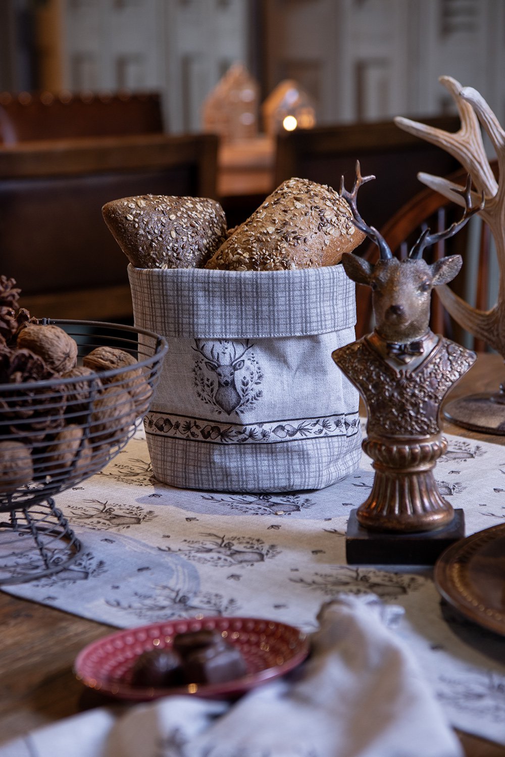 Broodmand Ø 15x16 cm Beige Katoen Hert