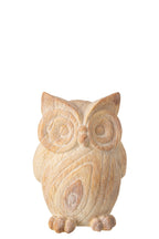 J-Line Uil met houtlook - polyresin - beige - small