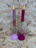LED Dip Dye kaars Bordeaux/Chestnut, glitter zilver, nr. 107