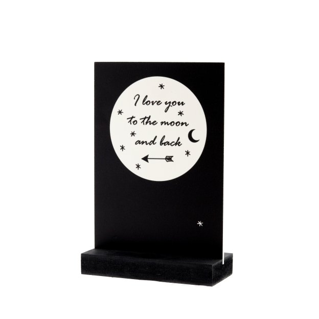 Decoplaatje - I love you to the moon and back - met houder