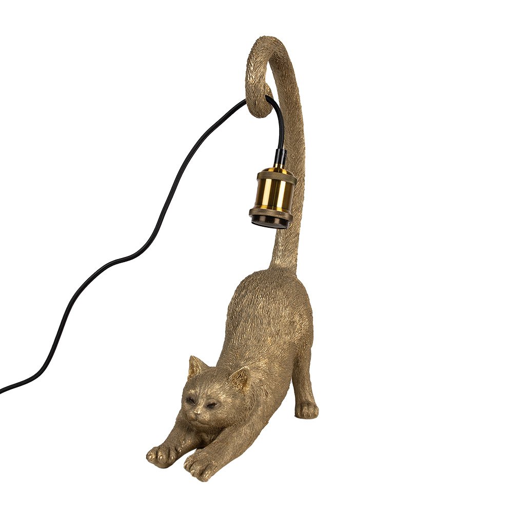 Tafellamp Kat 31x17x49 cm Goudkleurig Polyresin Bureaulamp