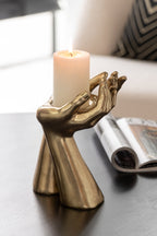 J-Line kandelaar handen - polyresin - goud