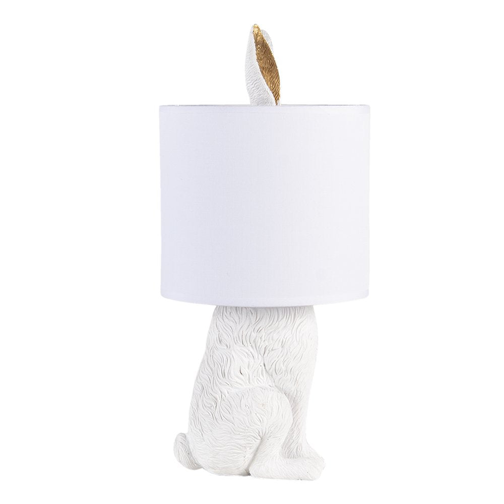 Tafellamp Konijn Ø 20x45 cm Wit Polyresin Bureaulamp