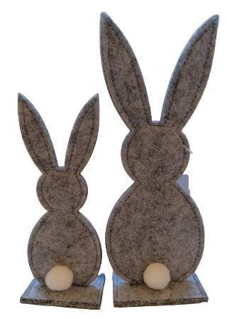 Vilten haasjes op voet S/2 15/20cm grijs