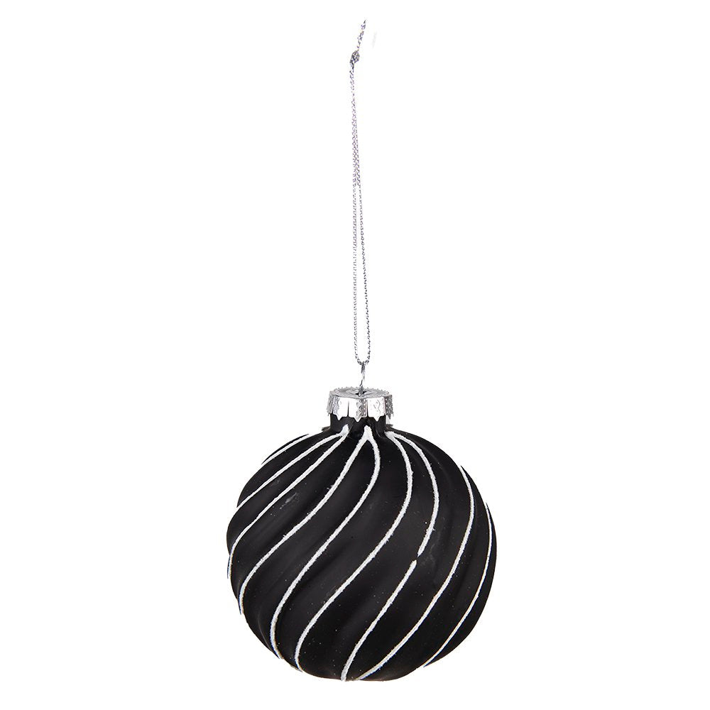 Kerstbal Set van 4 Ø 8 cm Zwart Grijs Glas Kerstdecoratie