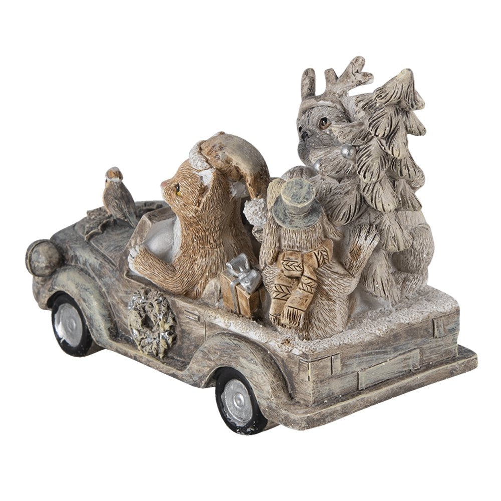 Beeld Dieren 16x8x11 cm Grijs Beige Polyresin Dieren Kerstdecoratie
