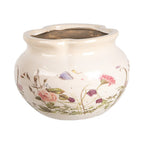 Bloempot Ø 17x12 cm Beige Roze Keramiek Rozen Bloempot Binnen