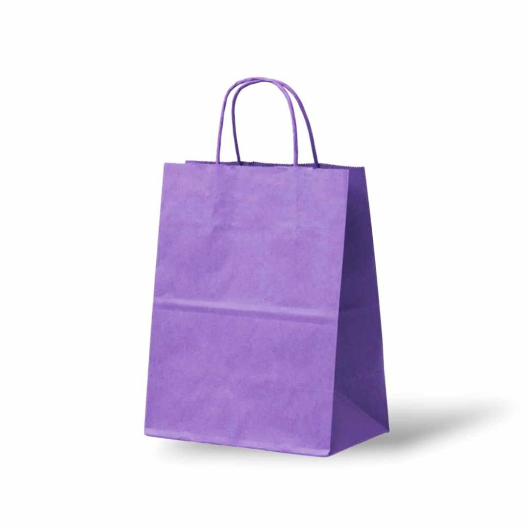 Papieren Tas (M) – Paars – 100 Stuks