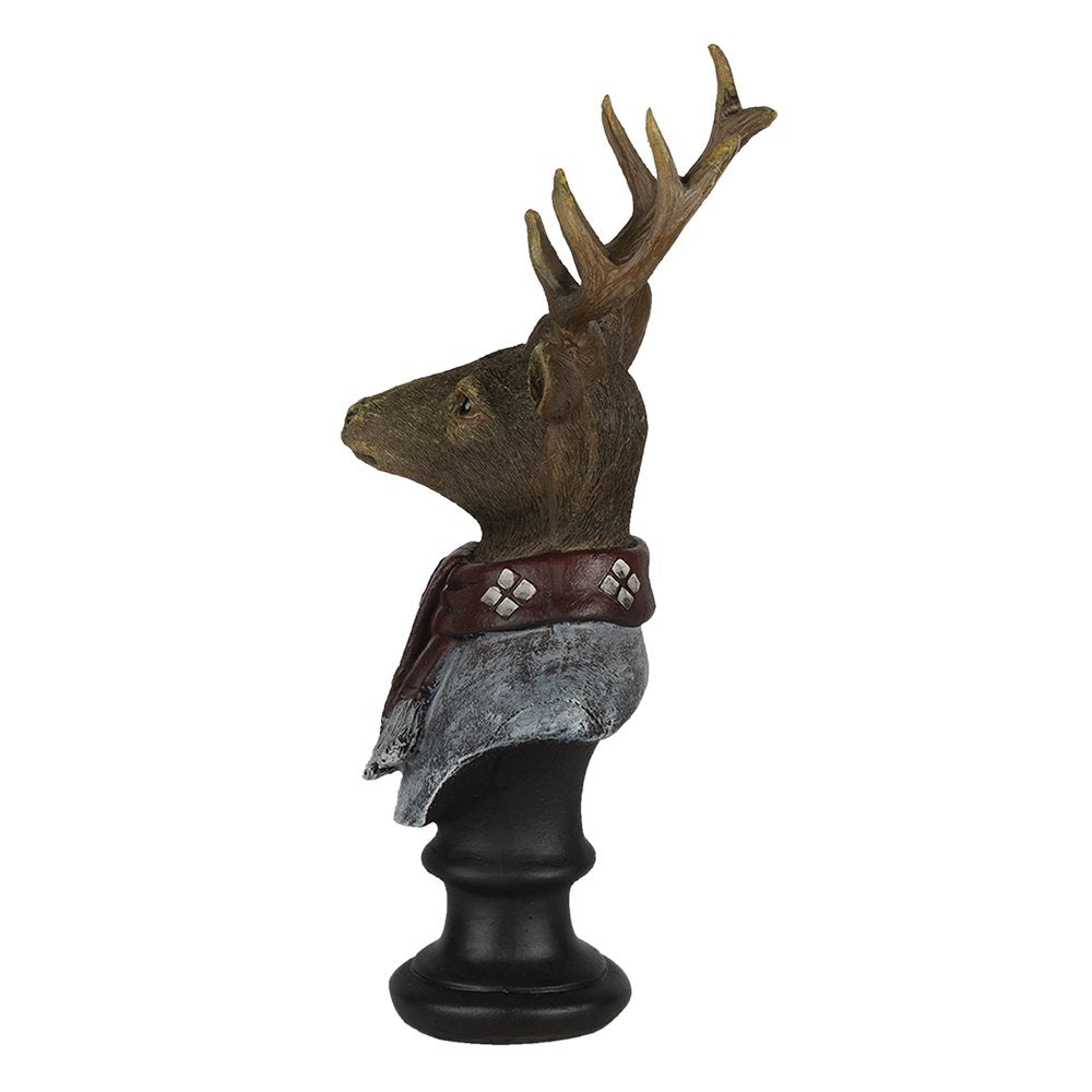 Beeld Hert 10x9x23 cm Bruin Polyresin