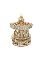 Inspirebox, 3D Muziekdoos, Houten Puzzel Carousel, BE011927, 20,5x20,5x27cm