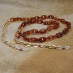 Brillenkoord acrylic chain verguld