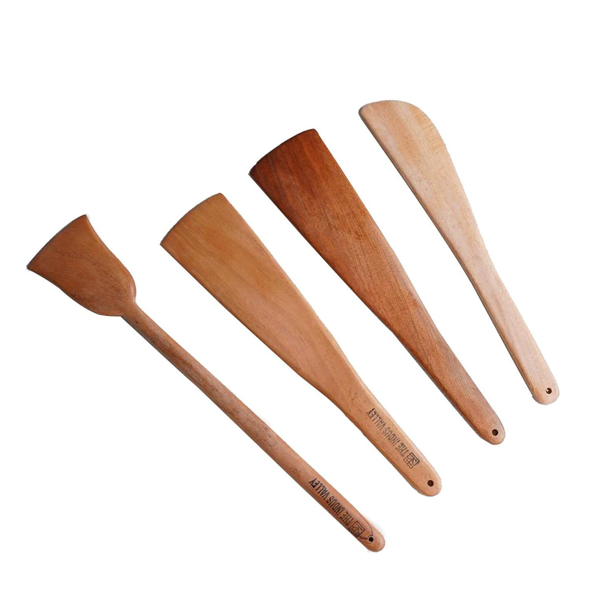 Houten Flip Spatel Pollepel Set – Keukengerei – Neemhout, Krasvrij – Set van 4, 37cm
