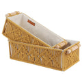 Mosterd handgemaakte decoratieve mand van katoen – set van 2 stuks