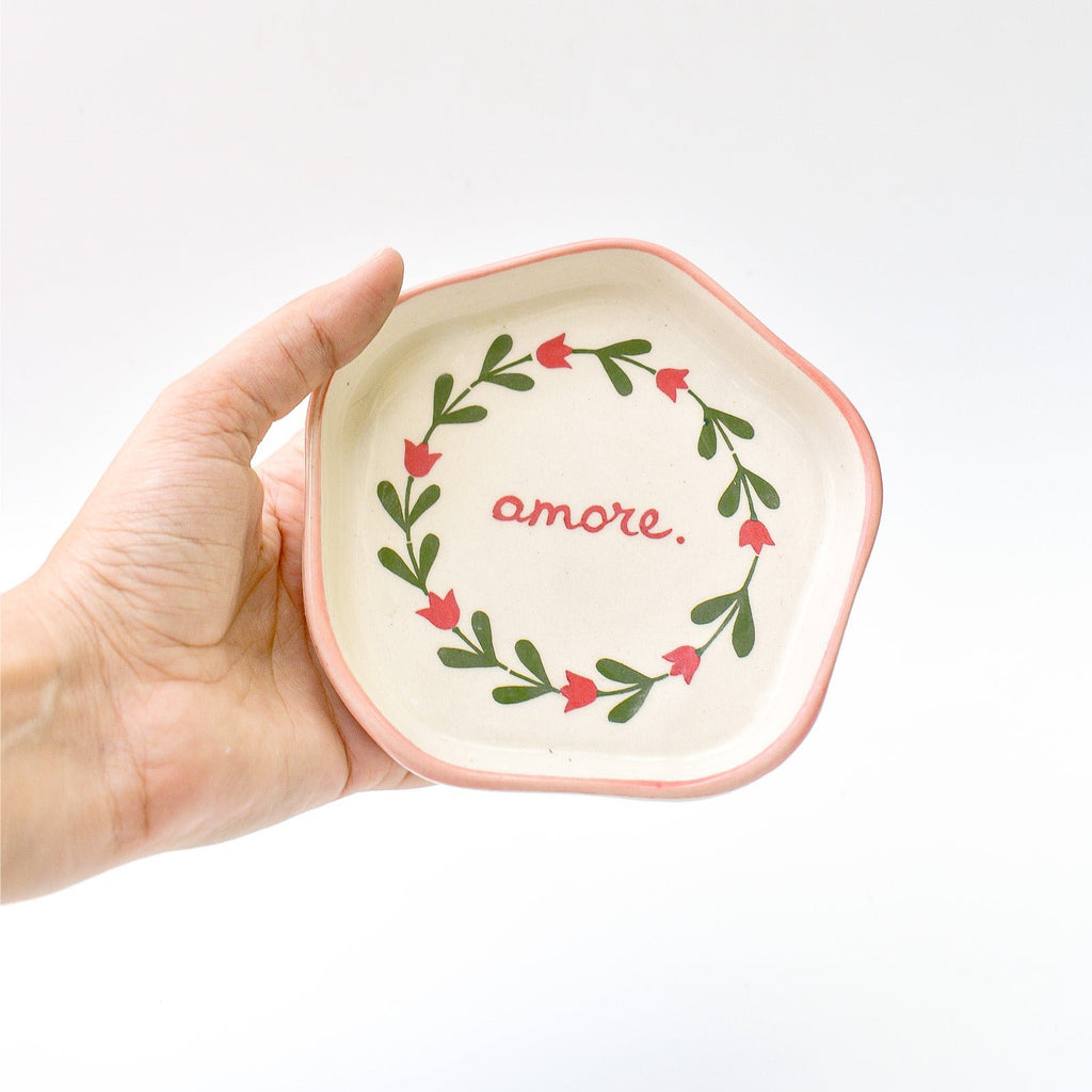 Serveerbord | Keramiek Handgeschilderde bloemen | Set van 2