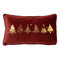 Textino Trees - Kussen 30x50 cm - Kerstdecoratie - Fluweel - Biking Rood - Rood