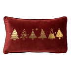 Textino Trees - Kussen 30x50 cm - Kerstdecoratie - Fluweel - Biking Rood - Rood