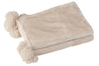 J-Line plaid Pompom - polyester - lichtbeige - 170 x 130 cm
